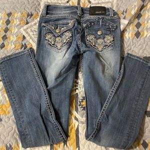 Grace In LA Womens Straight Leg Size 26 Jeans Embellished